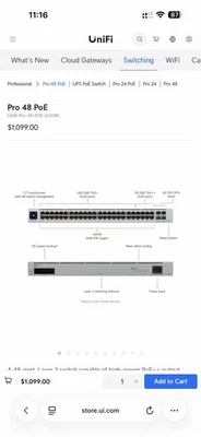 UniFi  USW-PRO-48-POE  (600w)  *New* Factory sealed - Image 1 of 3