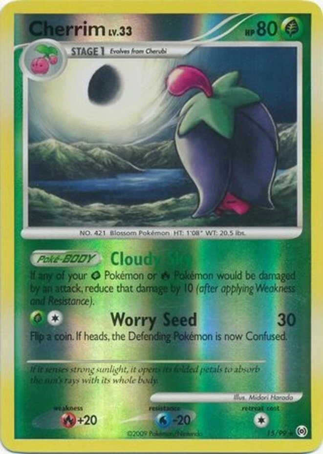 Moderately Played, English - 1 x Pokemon Cherrim - 15/99 - Rare - Reverse Holo A - Image 1 of 1