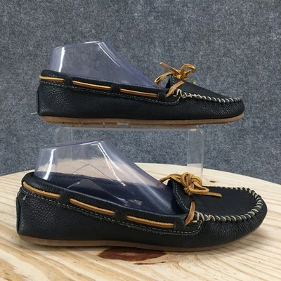 Minnetonka Shoes Womens 9.5 Moccasin Black Lace Up Casual Comfort Low Top Flats - Image 1 of 4
