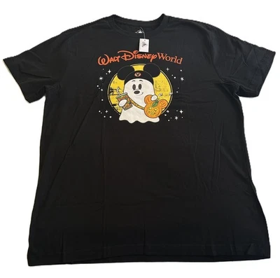 2025 Walt Disney World Halloween Mickey Mouse Ghost Black T-shirt All Sizes - Image 1 of 2