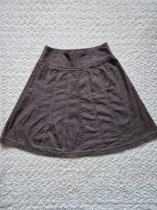 Oasis Brown Denim Style Aline Panelled Midi Skirt. Size 10 - Picture 1 of 9