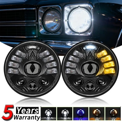 适用于宝马 535i 1985 - 1988 2x 5-3/4 5.75 英寸 LED 车头灯高/低光束带 DRL — 第 1/4 张图片