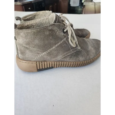 Josef Seibel 麂皮绒皮革系带踝靴棕色灰色 39 码 — 第 1/4 张图片