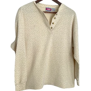 Camisa Térmica Henley Azul Genial Años 90 XS Amarilla Floral Tejido Gofre Top - Imagen 1 de 6