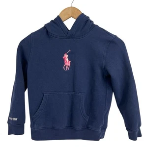 Ralph Lauren Pink Pony Collection Hooded Embroidered Sweatshirt Girls Size 7 - Picture 1 of 4