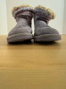 Bearpaw PurpleToddler Booties Suede Wool Lined Slip On Boots Size 12 - Picture 1 of 15