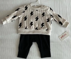 Cat and Jack Baby 12 Months Lightning Bolt Long Sleeve Pants & Sweater Set NWT - Picture 1 of 4