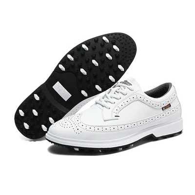 Zapatos de golf para hombre al aire libre de cuero impermeables antideslizantes golf deportes gimnasio zapatillas Foto 1 de 4