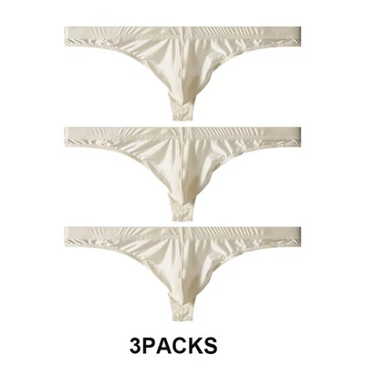 Lote de 3 piezas de bikinis de satén sexy para hombre tanga bragas ropa interior de moda M-Xxl Foto 1 de 4