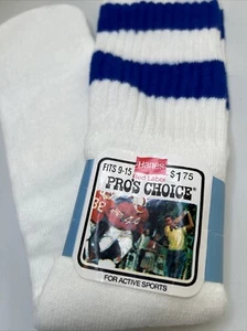 Mens VTG Tube Socks Hanes 1980s Pros Choice Royal Blue 9-15 Striped 70's NOS - Picture 1 of 8