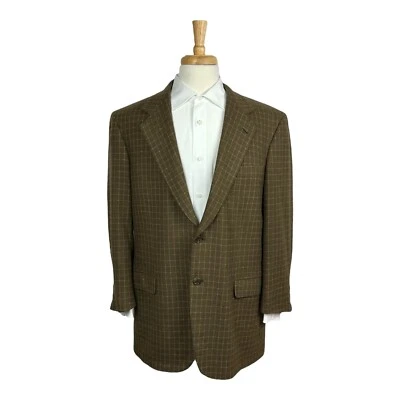 Blazer Brioni Nomentano marrom acastanhado xadrez vermelho tweed cashmere 44R excelente - Imagem 1 de 4