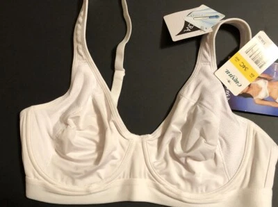 Nuevo con etiquetas Sujetador deportivo Carnival 604 Cool Max con aros para mujer talla 34C blanco sin relleno Foto 1 de 4