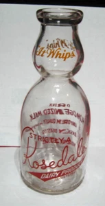Vtg Rosedale Dairy 3 Finger Points Cream Top Pyro QT Milk Bottle Fort Dodge Iowa - Picture 1 of 9