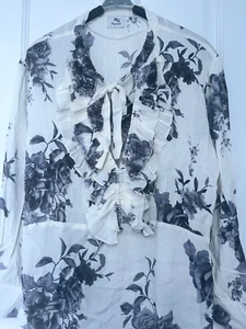 Womens V Neck Floral Blouse Tops Ladies Long Sleeve Loose T Shirt Tee US - Picture 1 of 1