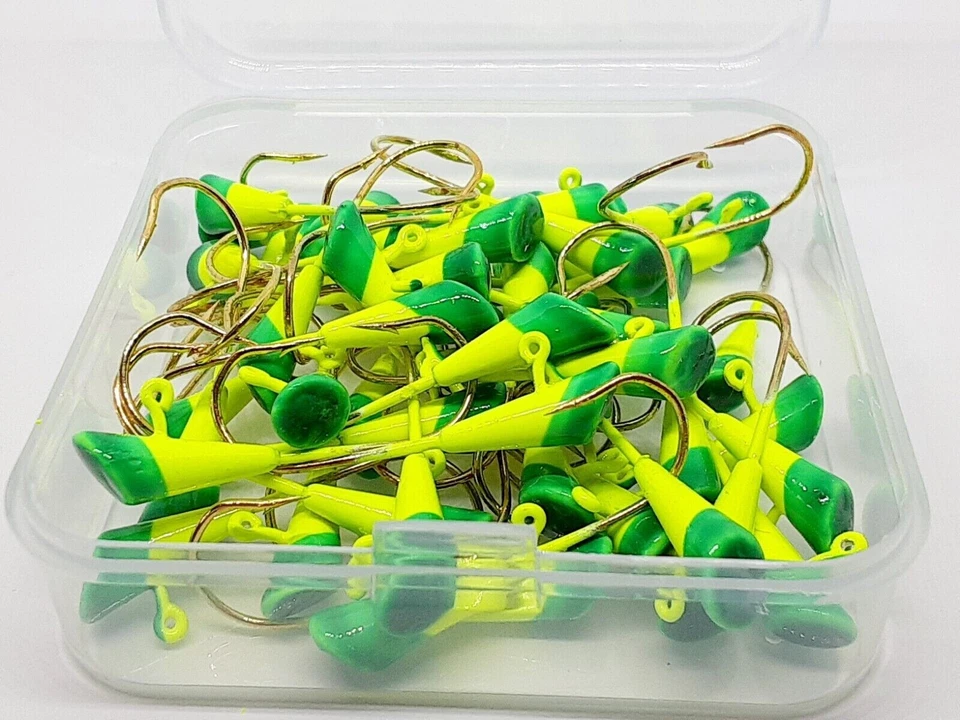 50 piezas 1/16 oz Shad Dart Plomo Plantilla Cabezas Ganchos de Pesca Crappie Panfish Bass Señuelos Foto 1 de 4