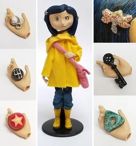 Coraline doll with real hair, bag, key, triangle stone, ghost eyes, dowsing rod - Picture 1 of 24