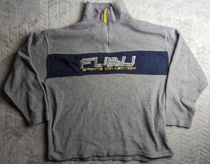 Vintage Fubu Sports Collection Pullover Sweatshirt grau Herren Gr. XL Fleece 1/4 Zip - Bild 1 von 6