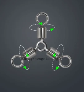 50PCS 3 Way Fishing Swivels O-shape Three Way Rolling Swivels Fishing Connector - Picture 1 of 15