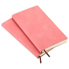 2Pcs A6 PU Leather Notebook 100 Sheets 80 Gsm Soft Lined Journal Notebook Pink