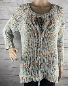 MNG Collection Pullover Small Medium pastell türkis pfirsich elfenbein meliert offen Strick - Bild 1 von 12