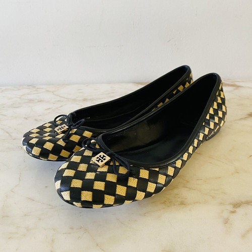Ballerine TORY BURCH nere gialle in tessuto con fiocco accento US 7 5