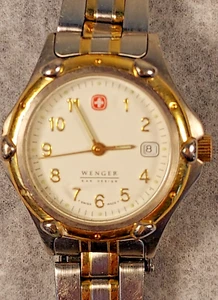 Reloj De Colección Wenger SAK Diseño Mujer 29mm Esfera Blanca Dos Tonos Fecha Batería Nueva - Imagen 1 de 8