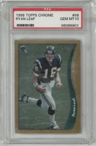 PSA 10 1998 Topps Chrome Base #66 Ryan Leaf RC Chargers - Picture 1 of 2
