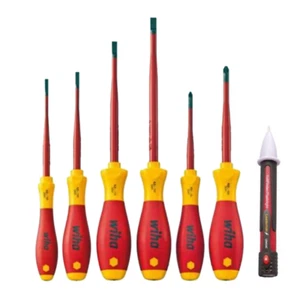Wiha Screwdriver Set 6 Piece VDE 1000v SlimFix 36455  + LDM-1AC Voltstick - Picture 1 of 10