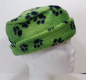 GREEN DOG PAWS FLEECE ROLLED BRIM WINTER HAT THERMAL STRETCHY WARM h88cr - Picture 1 of 3