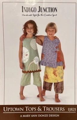 Indygo Junction 'Uptown Tops & Trousers' Sewing Pattern IJ821 Sz 2-6 Girls NEW  - Image 1 of 2