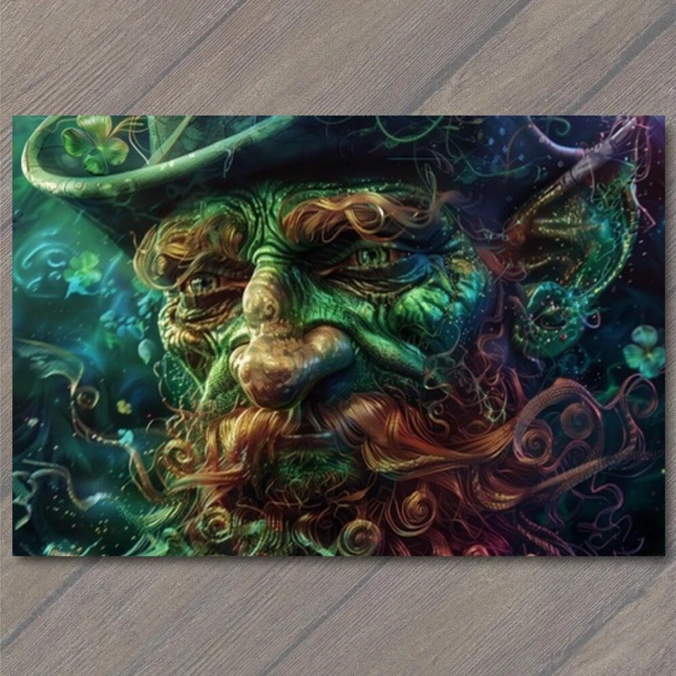 FLATCARD Leprechaun St. Patrick’s Day Bright Colors Weird Strange Wild Unusual - Image 1 of 1
