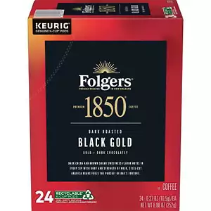 1850 Black Gold, Dark Roast Coffee, K-Cup Pods for Keurig Brewers, 24-Count - Picture 1 of 12