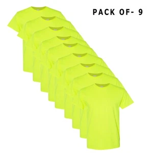 Hi Vis Gildan Men's Short Sleeve High visibility Safety Green T-Shirt Pack  9 - Picture 1 of 6