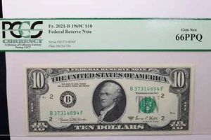 1969C $10 Federal Reserve Note, PCGS 66 PPQ, Store Sale #GFRB032 - Picture 1 of 2