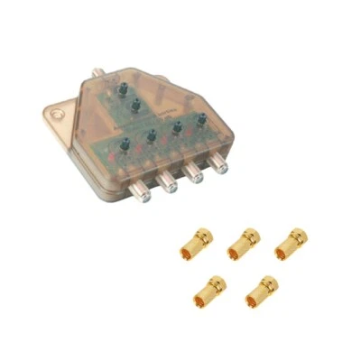 Amplificateur TNT UHF, Distributeur Télé alimenté 1 entrée 4 sorties + 5 Fiches  - Photo 1/3