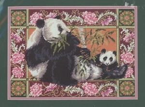 Dimensions Gentle Pandas Mary Edith Jackson Bamboo Floral Border Needlepoint KIT - Picture 1 of 4