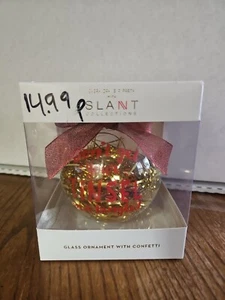 Slant Collections Tinsel In a Tangle 4 inch Glass Ornament Ball F174533 - Picture 1 of 9