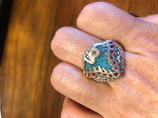 Vintage Southwestern Real Stone Inlay Size 8.5 Men's Eagle Ring