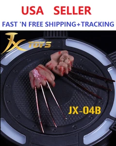 IN STOCK 1/6 SCALE Logan Wolverine Metal Claw Hands w/ BLOOD stains Worldbox - Picture 1 of 4
