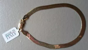 QVC Sterling Silver/18K Yellow Gold clad plate Herringbone Bracelet 7.5" - Picture 1 of 2