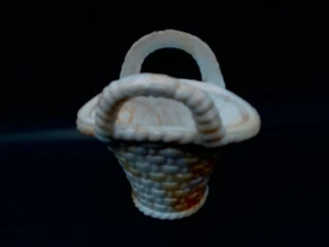 Akro Agate Glass 2 Handle Orange and White Basket #03 - Picture 1 of 6