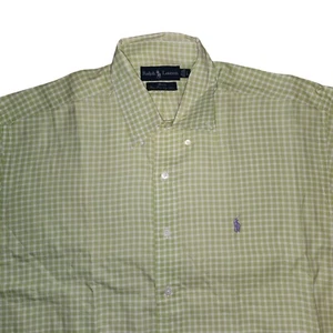 Camisa Ralph Lauren Para Hombre Grande L Fina 2 Capas Años 100 Guinga Verde Blanco - Imagen 1 de 24
