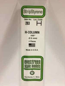 0,125 Zoll (3,25 mm) opak weiß Polystyrol H-Säule EVG284 Evergreen Scale Models - Bild 1 von 2