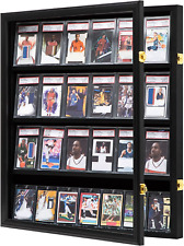 Baseball Card Display Case 24 Graded Sport Card Display Case Wall Mount with Cle
