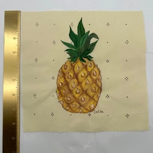 Arte de piña sobre tela pintado a mano firmado por artista - Imagen 1 de 5