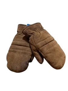 Promark Brown Suede Mittens Ladies Medium Winter Gloves Vintage Fur Inside - Picture 1 of 5