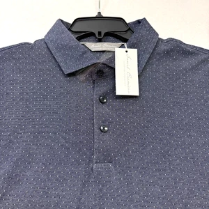 Daniel Cremieux charakteristisches langärmliges Poloshirt Large marineblau Mikropunkte neu mit Etikett $ 95,00 - Bild 1 von 6