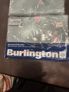 4 PC Burlington Flowers Scalloped Twin Sheet Set Caress Flat Fitted Pillowcases - Picture 1 of 9