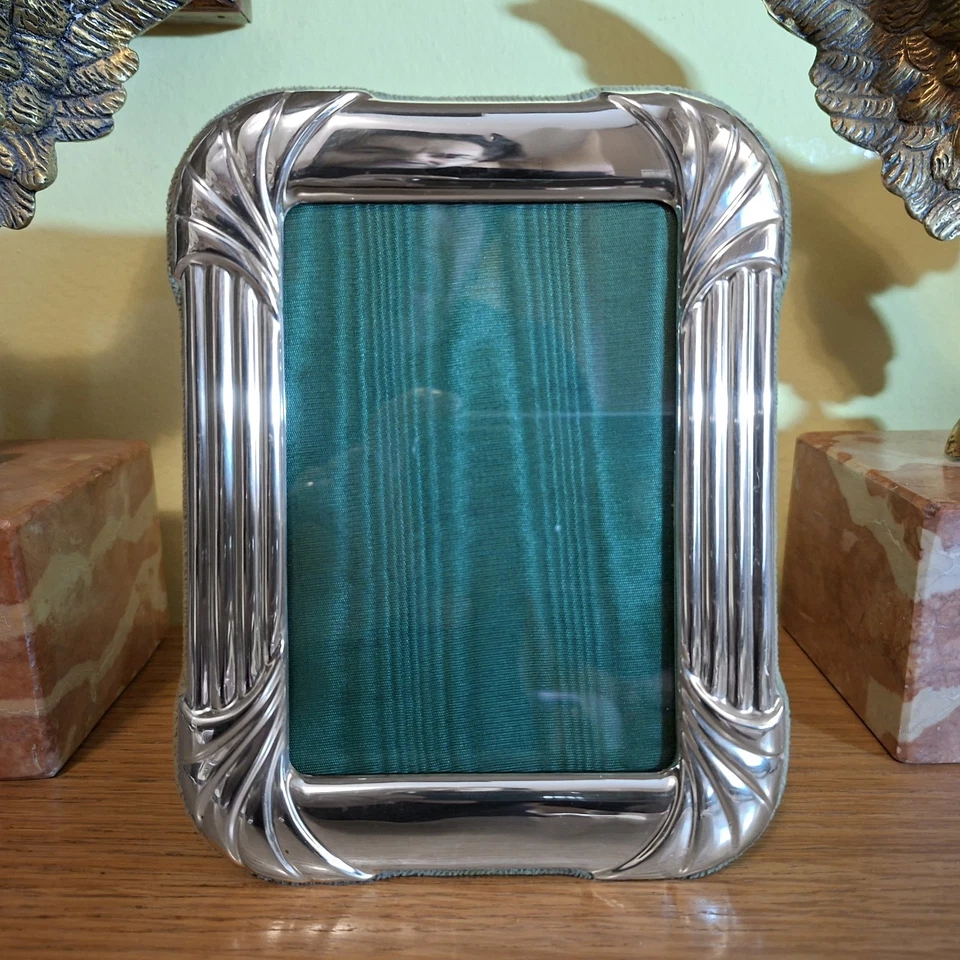 Antica Cornice Portafoto in Argento 925 massiccio anni 70 x foto cm 9x13 Vintage - Immagine 1 di 4