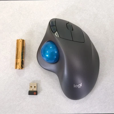 Logitech M570 Wireless Trackball Mouse - Working w/USB Dongle and Battery - Image 1 of 4